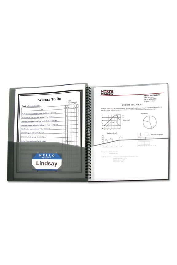 , CLI33081, 8-Pocket Spiral-bound Poly Portfolio, 1 Each, Smoke,Clear