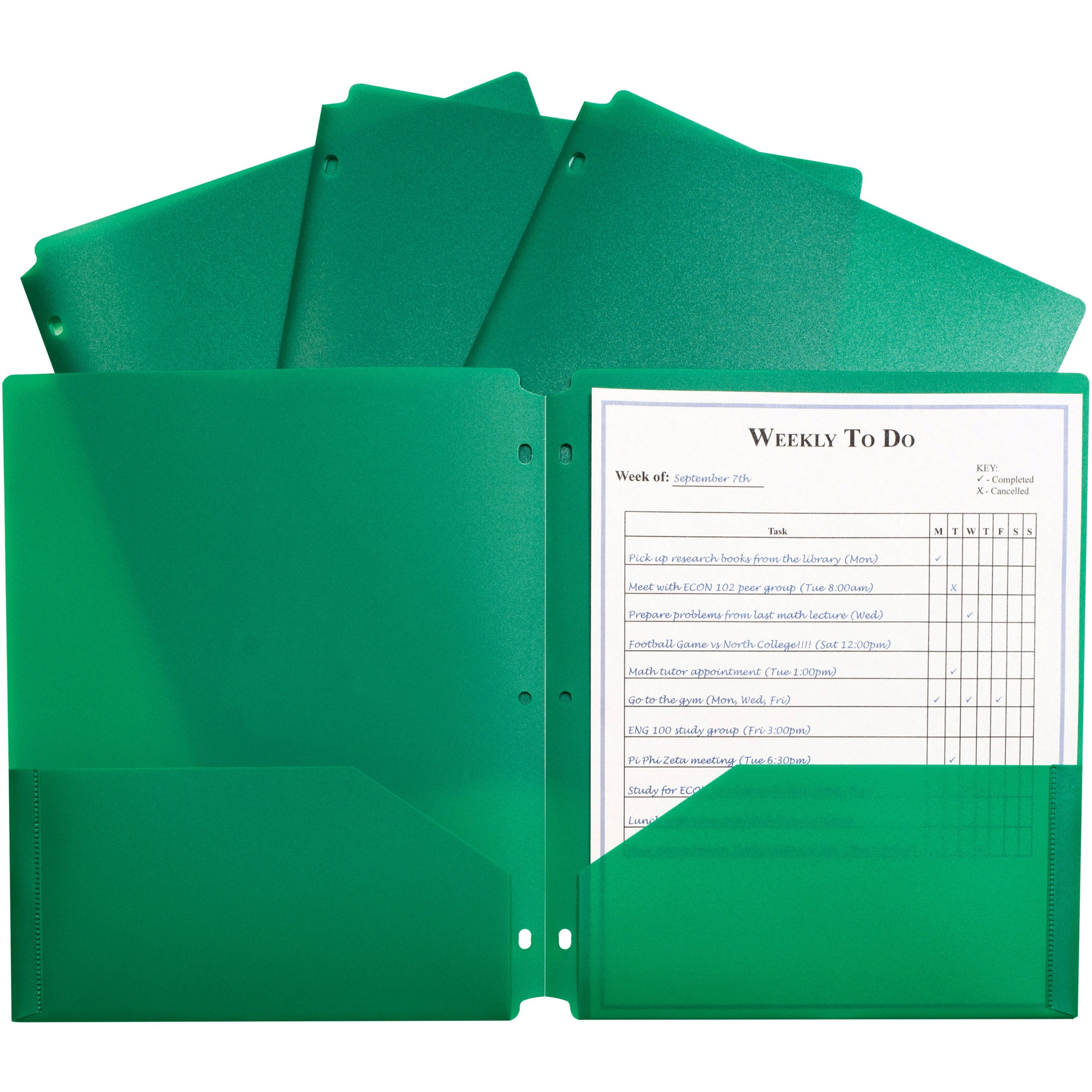 C-Line, CLI33933, 2-pocket Heavyweight Poly Portfolio Pocket, 25 / Box, Green