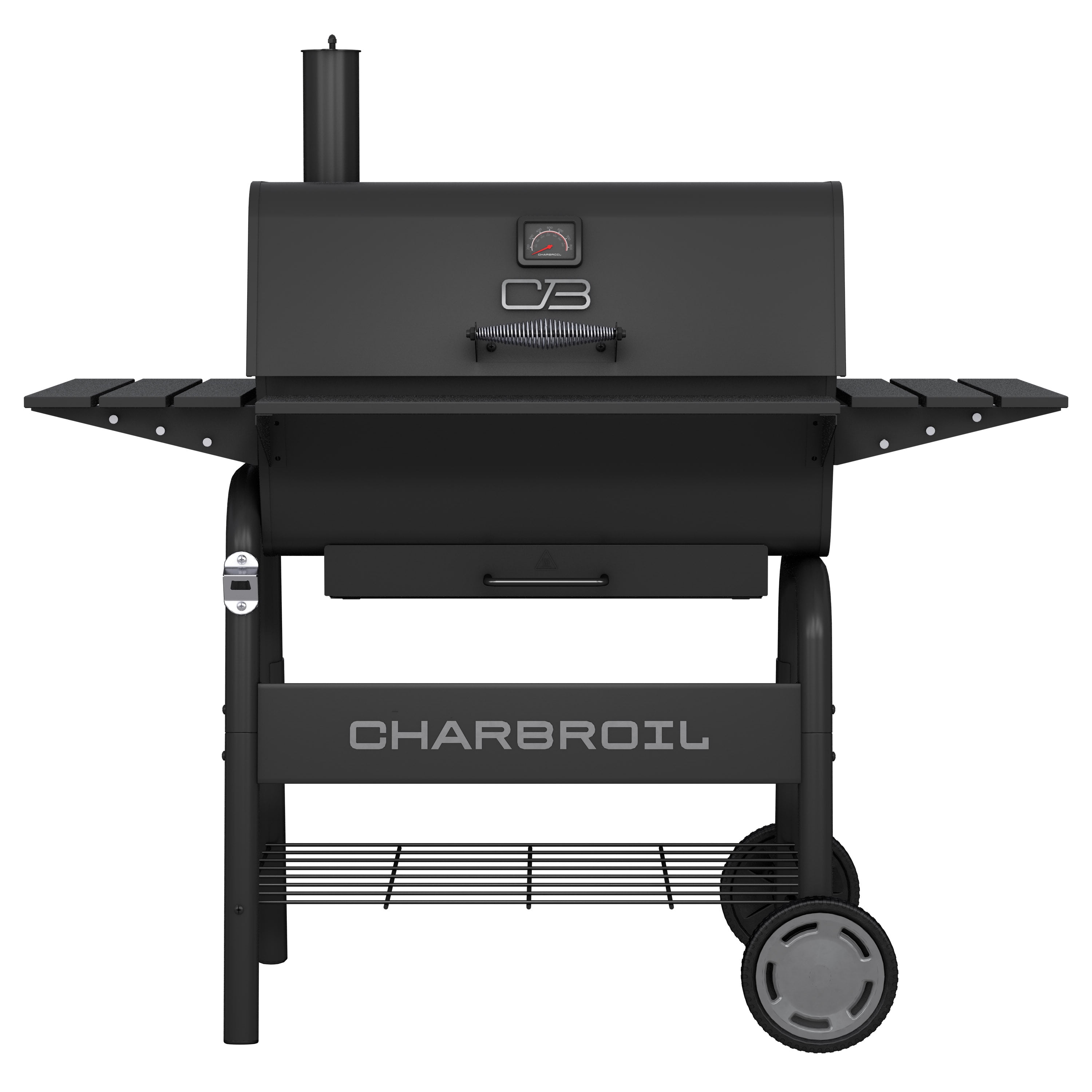Charcoal Barrel Grill with Smoker and Cast Iron Grates