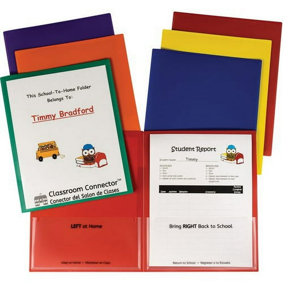 C-Line Classroom Connector Report Cover - 2 Front & Back Pocket(s) - Polypropylene - Red, Orange, Yellow, Blue, Green, Purple - 36 / Box | Bundle of 10 Boxes