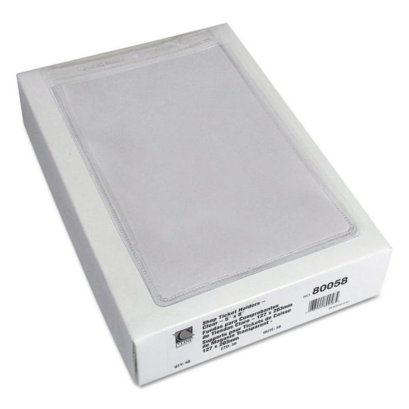 C-Line Clear Vinyl Shop Ticket Holder, Both Sides Clear, 25", 5 x 8, 50/BX