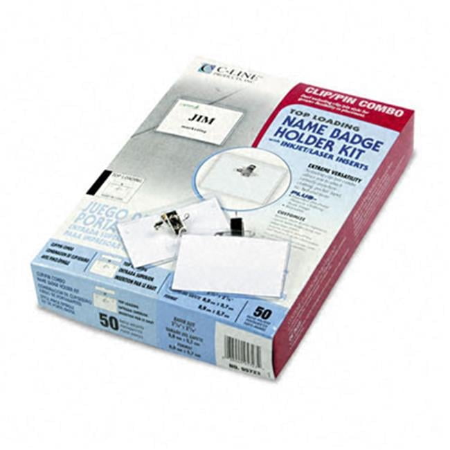 C-Line  Clip/Pin Combo Badge Holder Kit  Top Load  2 1/4 x 3 1/2  White  50 Per Box