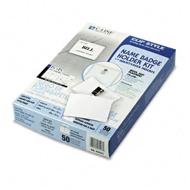C-Line  Clip-Style Badge Holder Kit  Top Load  2 1/4 x 3 1/2  White  50 Per Box
