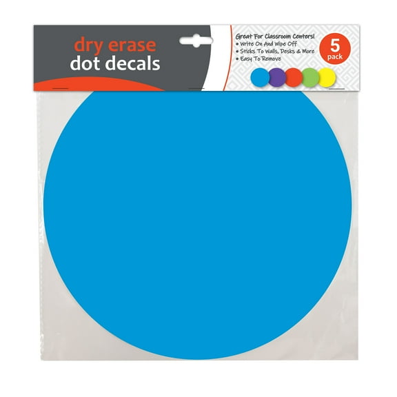 C-Line Dry Erase Dot Decals, Assorted, 11", Pack of 5