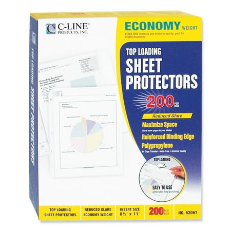 C-Line Economy Weight Poly Sheet Protector, Reduced Glare, 2", 11 x 8 1/2, 200/BX