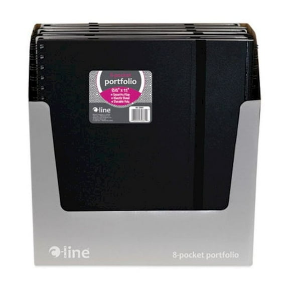C-Line Eight-Pocket Portfolio with Security flap, Polypropylene, 8 1/2 x 11, Black -CLI32881
