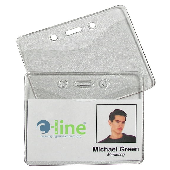C-Line Heavy Duty ID Badge Holders, Vinyl, Horizontal, 2-3/8 x 3-3/8, Box of 100