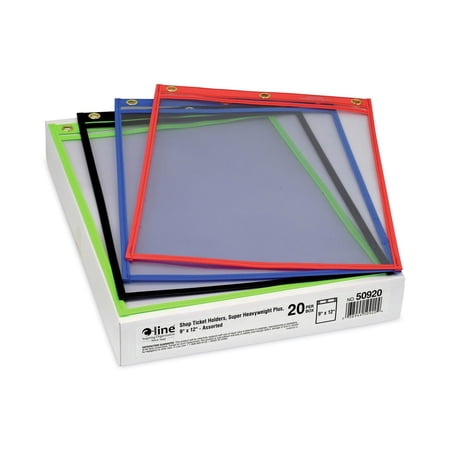 C-Line Heavy-Duty Super Heavyweight Plus Shop Ticket Holders, Assorted, 12" x 9", 20 per Box