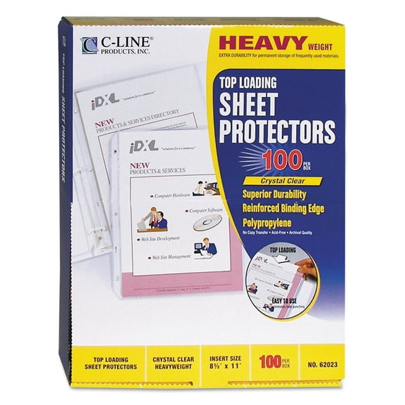 C-Line Heavyweight Polypropylene Sheet Protector, Clear, 2", 11 x 8 1/2, 100/Box