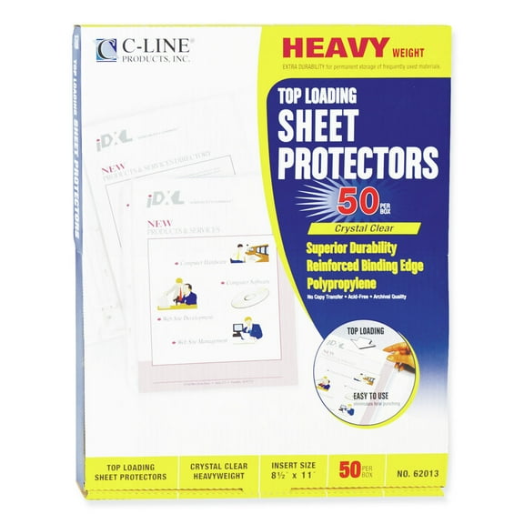 C-Line Heavyweight Polypropylene Sheet Protector, Clear, 2", 11 x 8 1/2, 50/BX