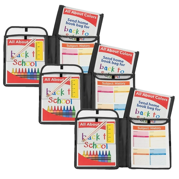 C-Line Homework Connector Folder, Black, Pack of 3