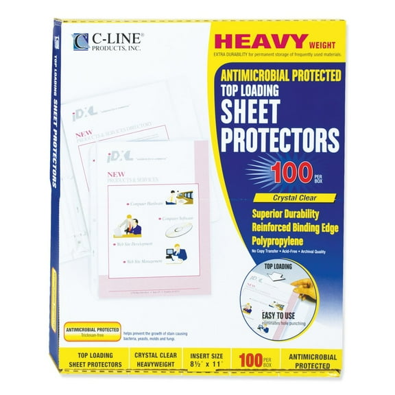 C-Line Hvywt Poly Sht Protector, Clear, Top-Loading, 2", 11 x 8 1/2, 100/BX