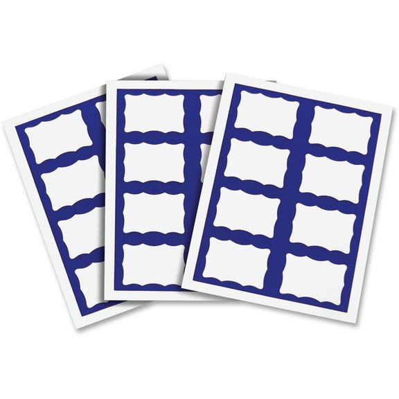 C-Line Laser Printer Name Badges, 3 3/8 x 2 1/3, White/Blue, 200/Box