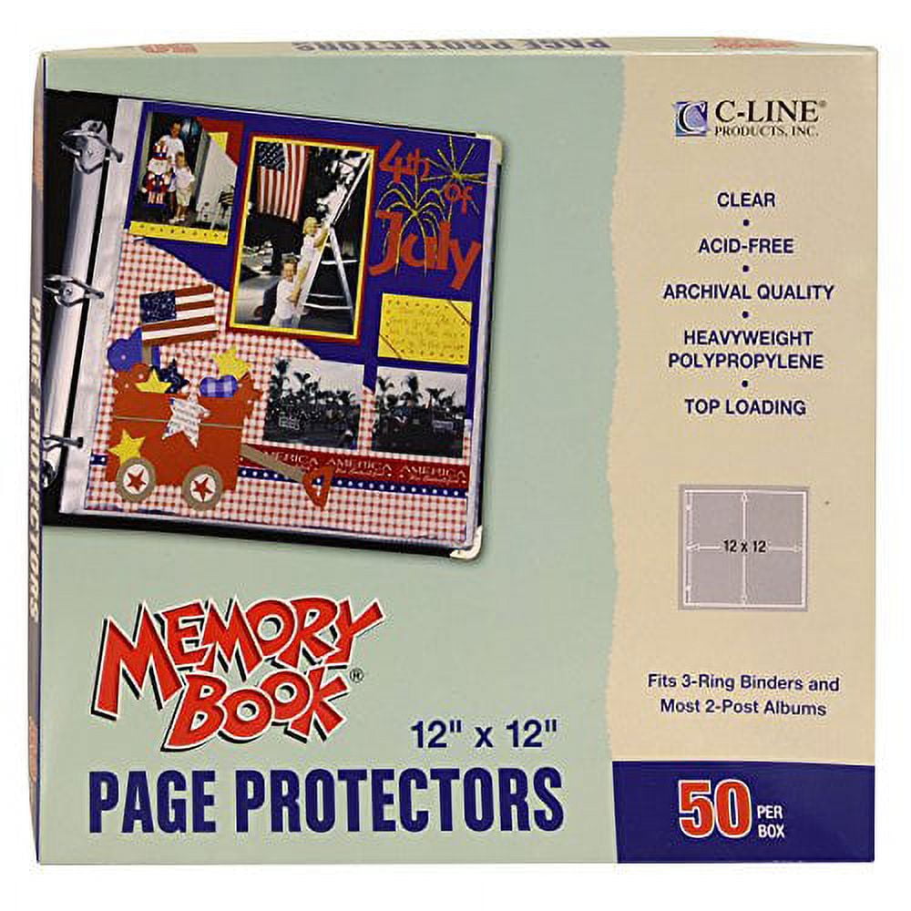 Dunwell dunwell scrapbook page protectors 12x12 - (50 pack) fits 3 ring scrapbook  album 12x12 binder, holds 300 4x6 vertical photos