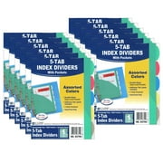 C-Line Mini Size 5-Tab Poly Index Dividers, Assorted Colors with Slant Pockets, 12 Sets