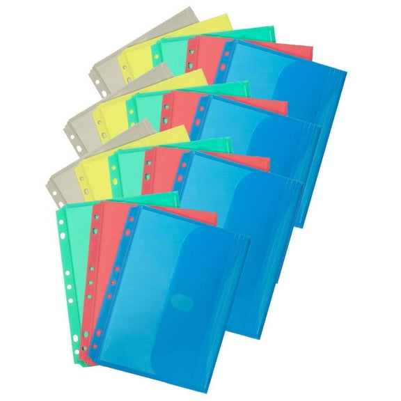C-Line Mini Size Binder Pocket, Side Loading, Assorted, Pack of 18