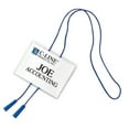 CLine Name Badge Kits, Top Load, 4 x 3, White, Blue Bolo Cord, 25/Box