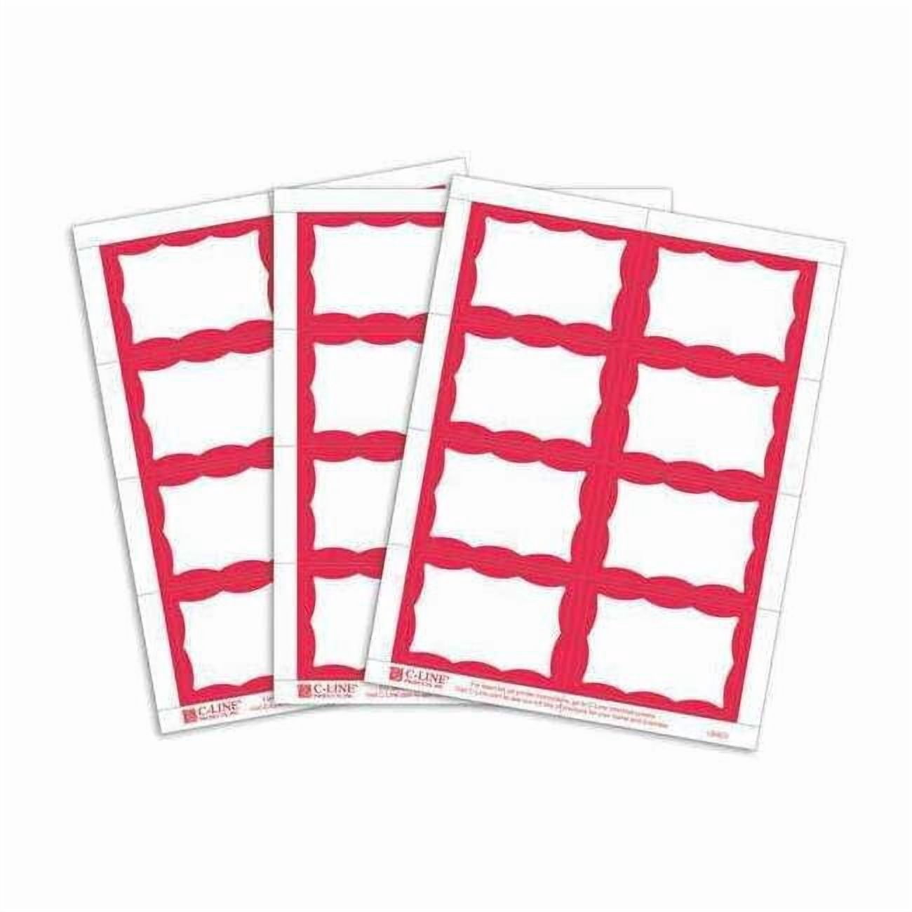 3-3/8" x 2-1/3" Red Border Name Tag Label Sheets for Laser/Inkjet Printers, 200/BX