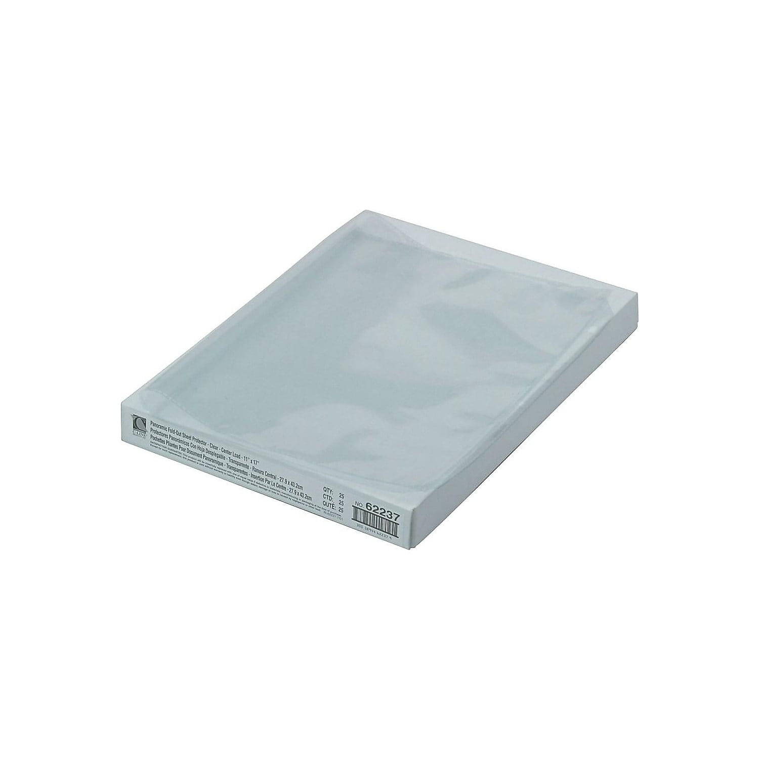 Panoramic Fold-Out Poly Sheet Protectors, Center Loading, Clear, 17 x 11, 25/Box