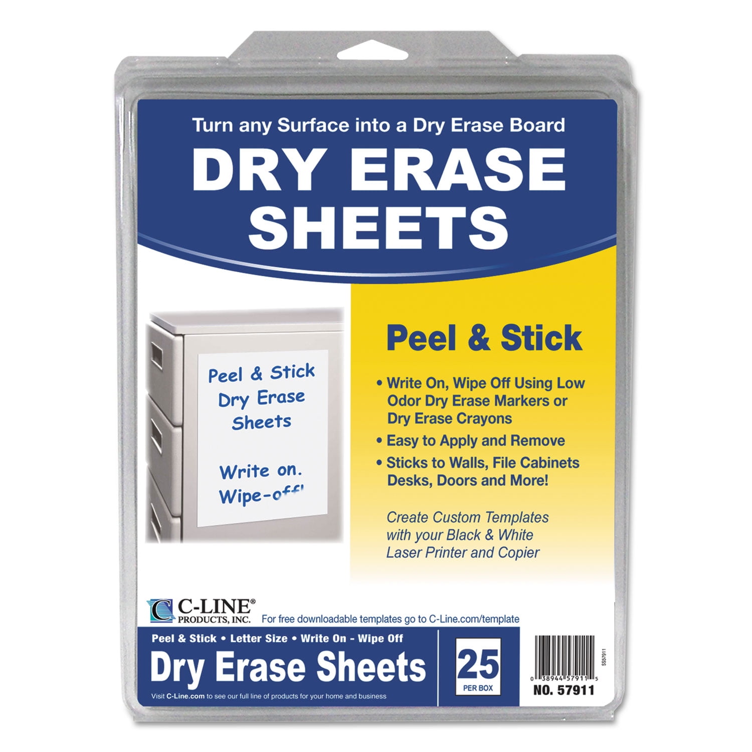 GoWrite! Dry Erase Sheets, Self-Adhesive, 8-1/2 x 11, White, 5 Sheets