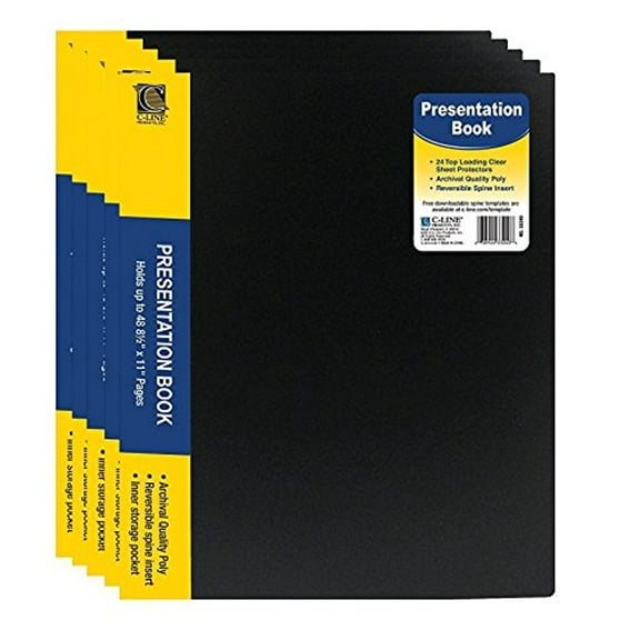 C-Line Pocket Bound Sheet Protector Presentation Book, For 8.5 x 11-Inch Inserts, Black