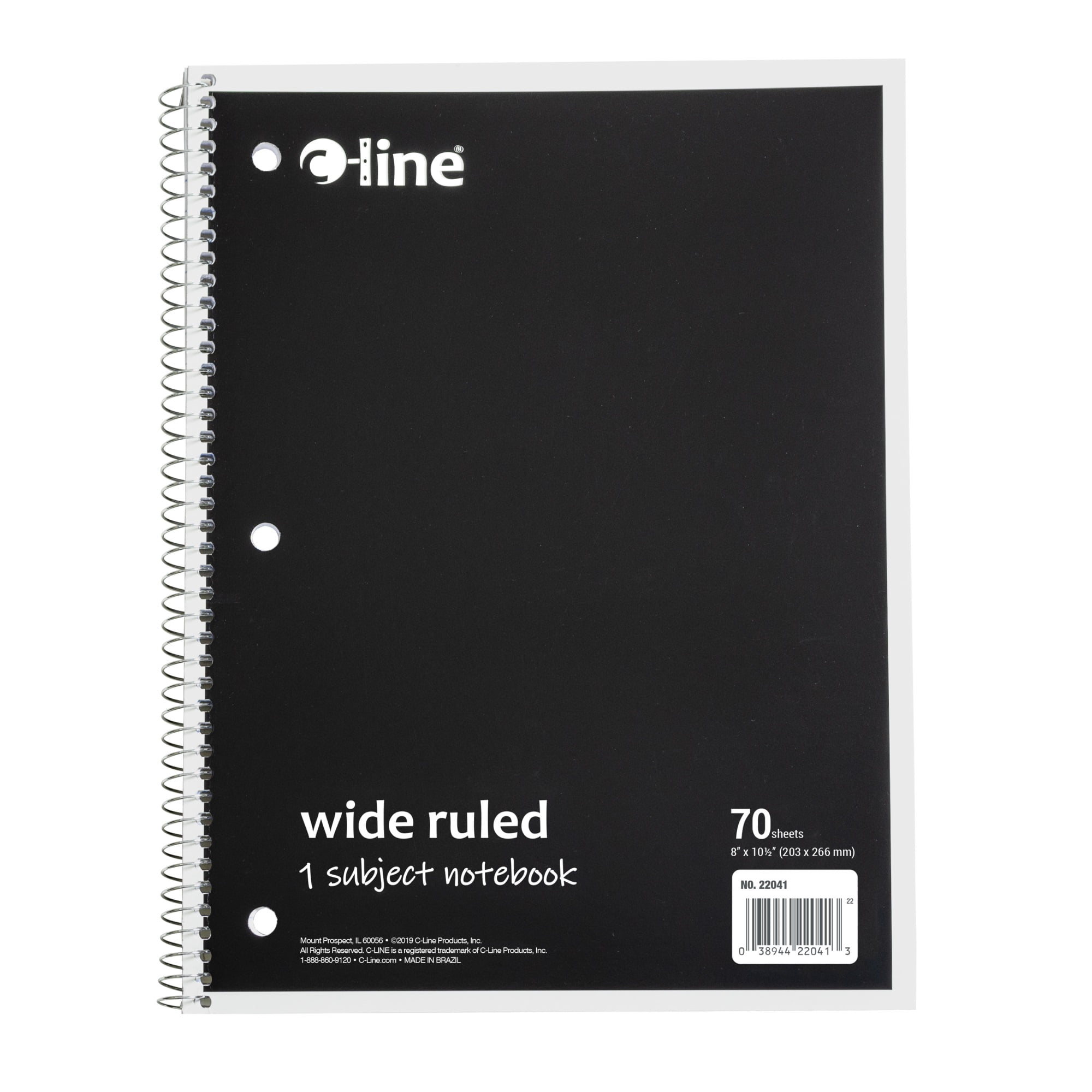 C-Line Products 1-Subject Notebook, Wide Ruled, Black, 1/EA (Set of 24 EA)