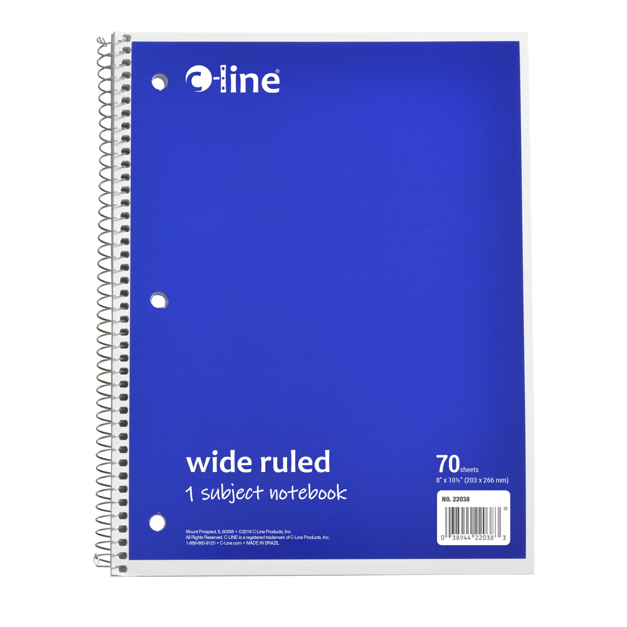 Crossline Notebook C-Line Products 1-Subject Notebook, Wide Ruled, Blue, 1/EA ((Set of 24 ...