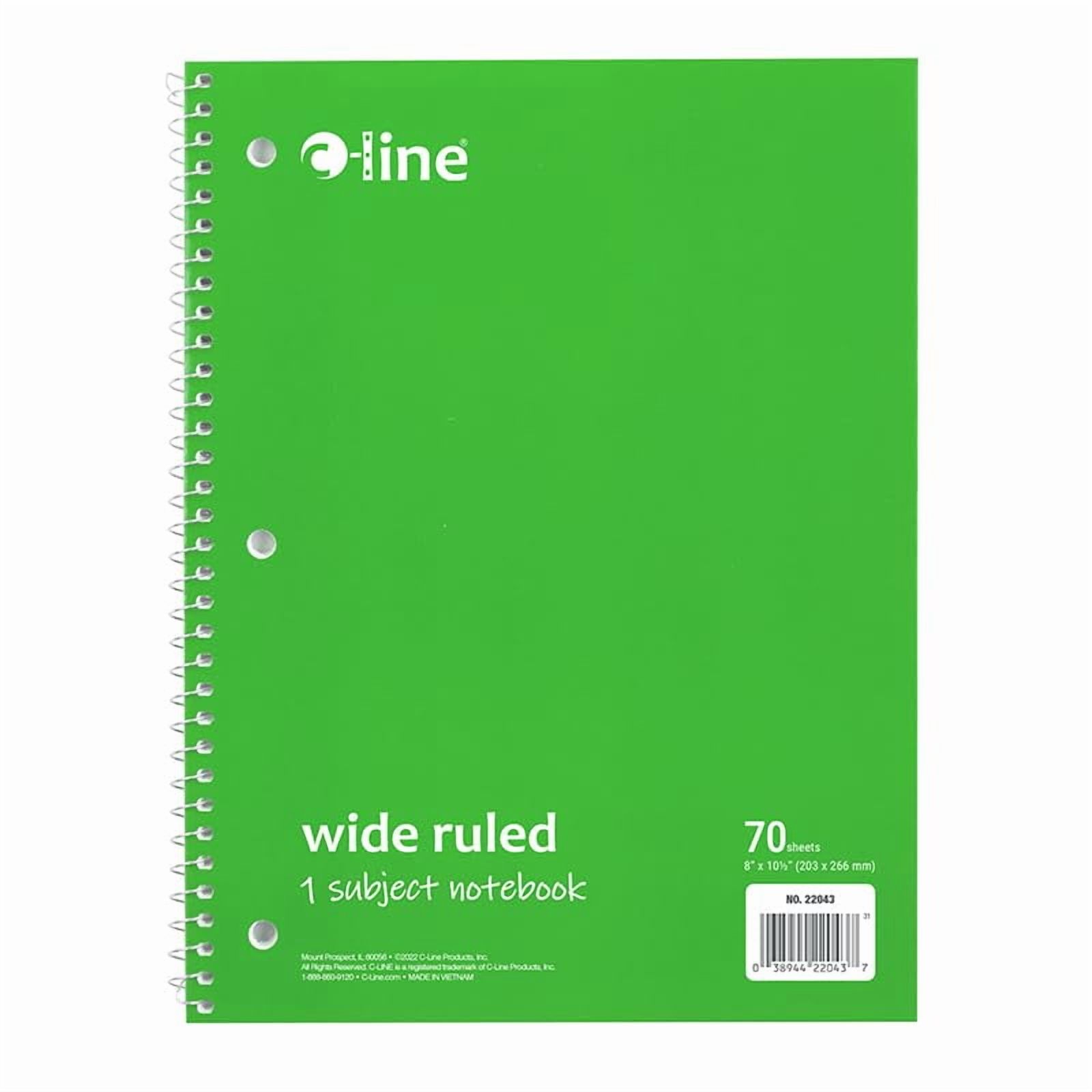 C-Line Products 1-Subject Notebook, Wide Ruled, Green, 1/EA (Set of 24 EA)