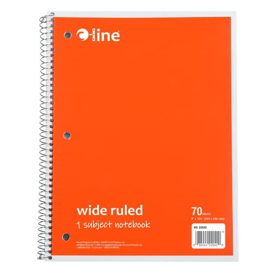 C-Line Products 1-Subject Notebook, Wide Ruled, Orange, 1/EA (Set of 24 EA)