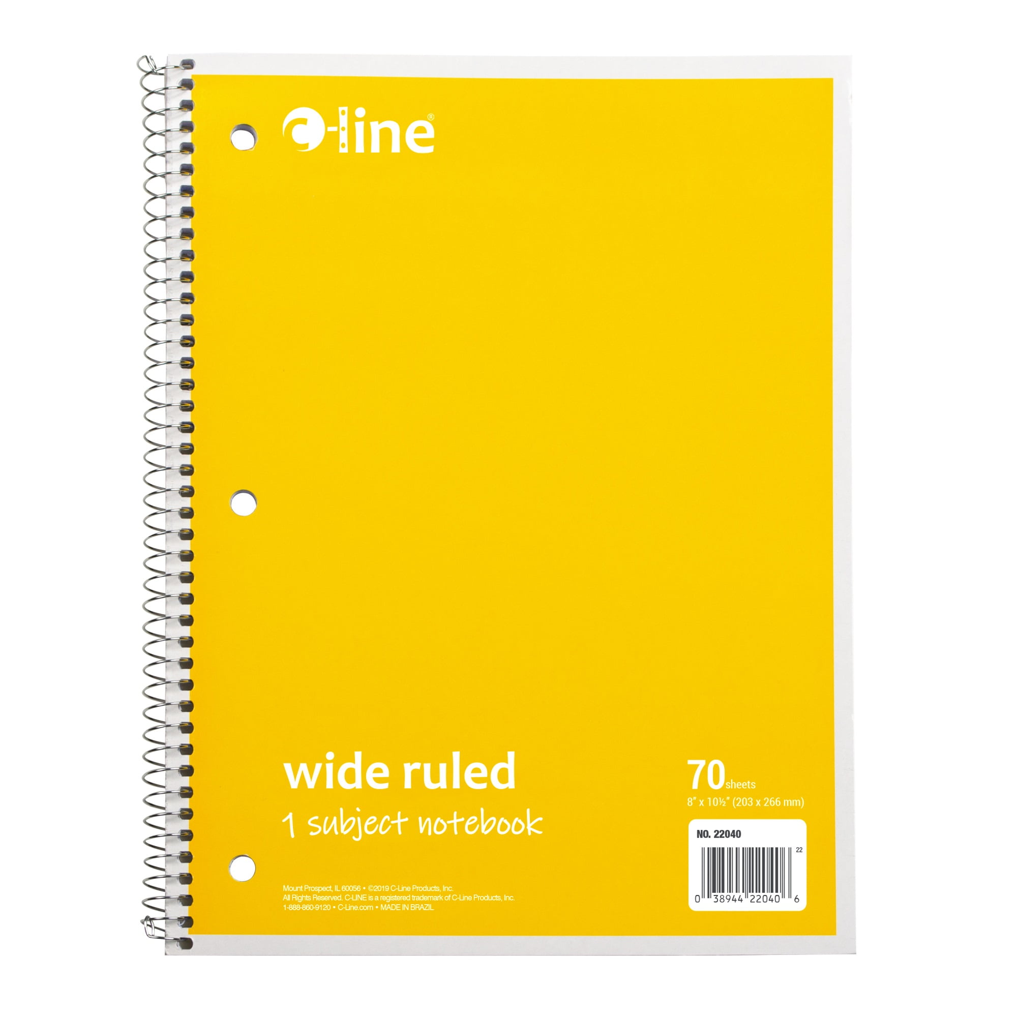 C-Line Products 1-Subject Notebook, Wide Ruled, Yellow, 1/EA (Set of 24 EA)