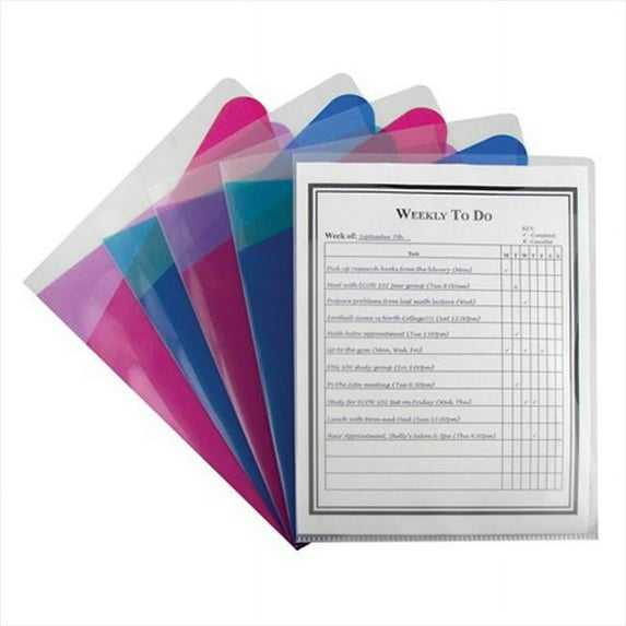 Multi-Section Project Folders, Clear Folders with Colored Dividers, 5/PK (Set of 6 PK)