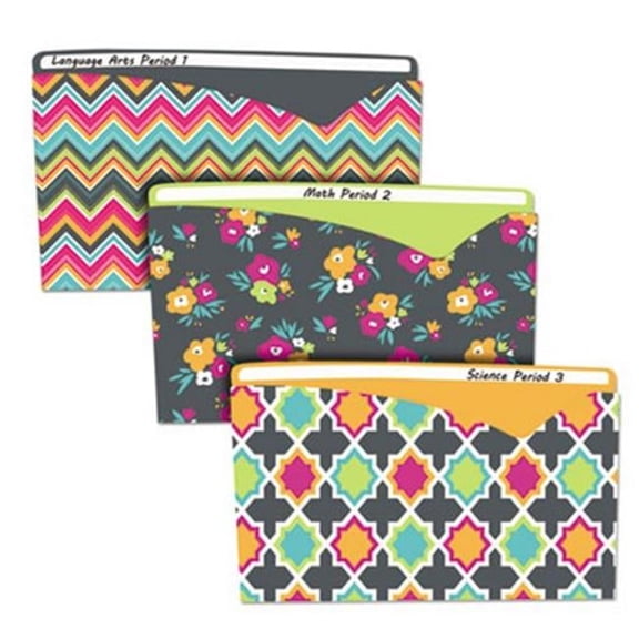 C-Line Products 63550 Write-On Fashion Poly File Jackets, Assorted Bold - 6 per Pack