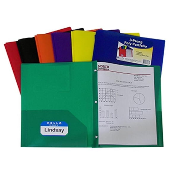 C-Line Products Inc Two Pocket Poly Portfolios 36/Box Assorted With Prongs