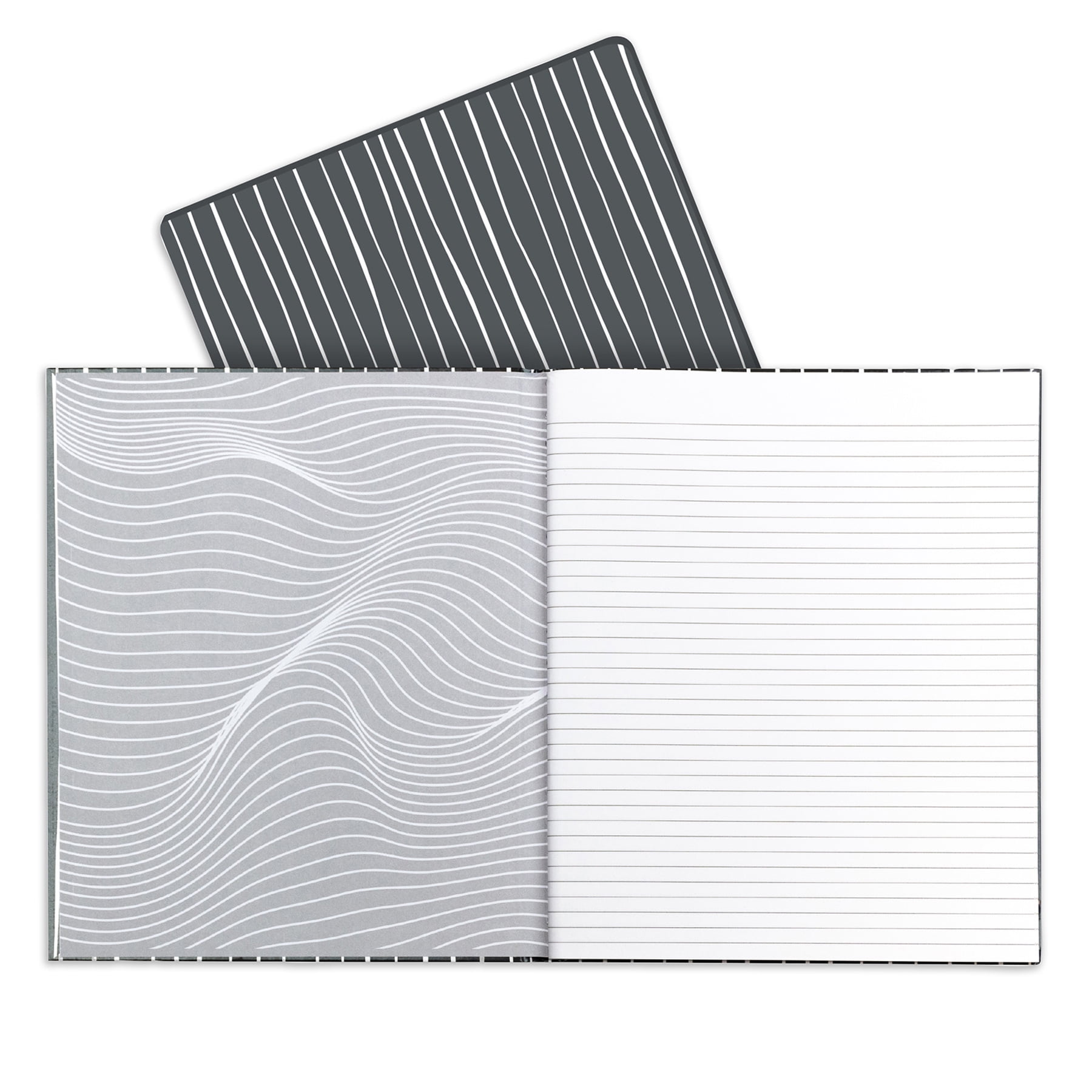 C-Line Professional Hardbound Notebook, 96 Page, College Ruled, 8-1/2" x 10-7/8", Charcoal & White Stripes, Pack of 2