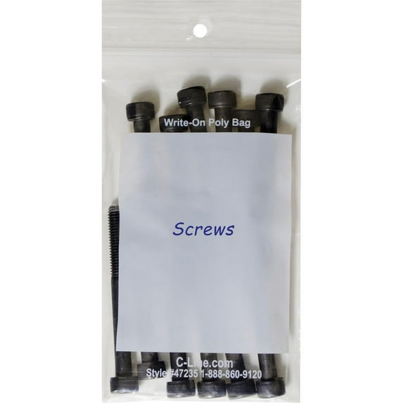 C-Line Recloseable 3 x 5 Small Parts Clear Poly with White ID Panel Bags, 1000 ct