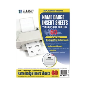 C-Line, CLI92443, Laser/Inkjet Badge Insert Refills, 60 / Pack, White