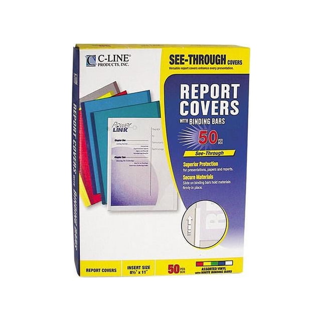 C-Line Report Covers with Binding Bars, Vinyl, Assorted, 8 1/2 x 11, 50 ...
