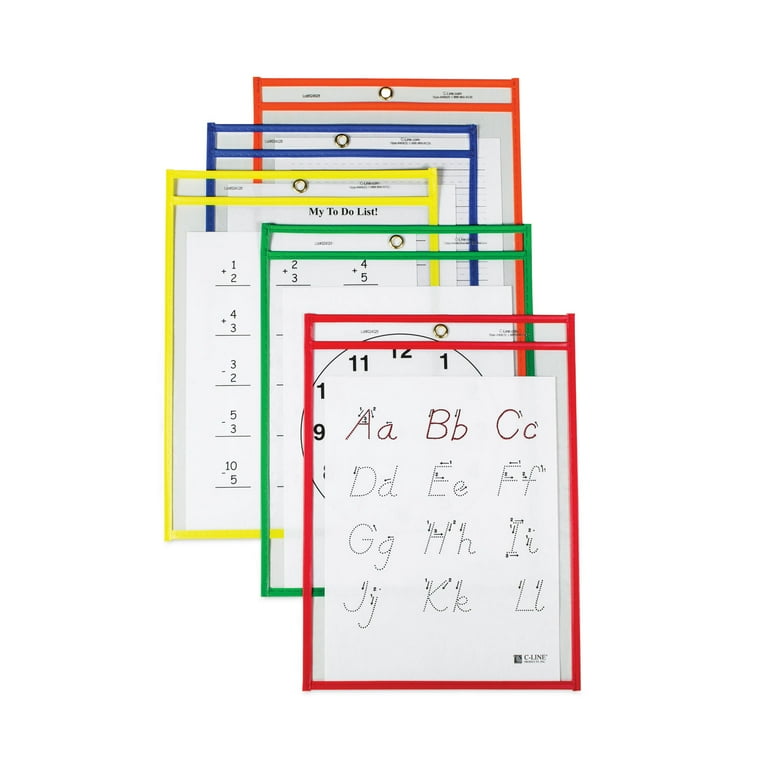 Reusable Dry Erase Pockets, 9 x 12, Assorted Primary Colors, 25/Box Reusable Dry Erase Pockets, 9 x 12, Assorted Primary Colors, 25/Box