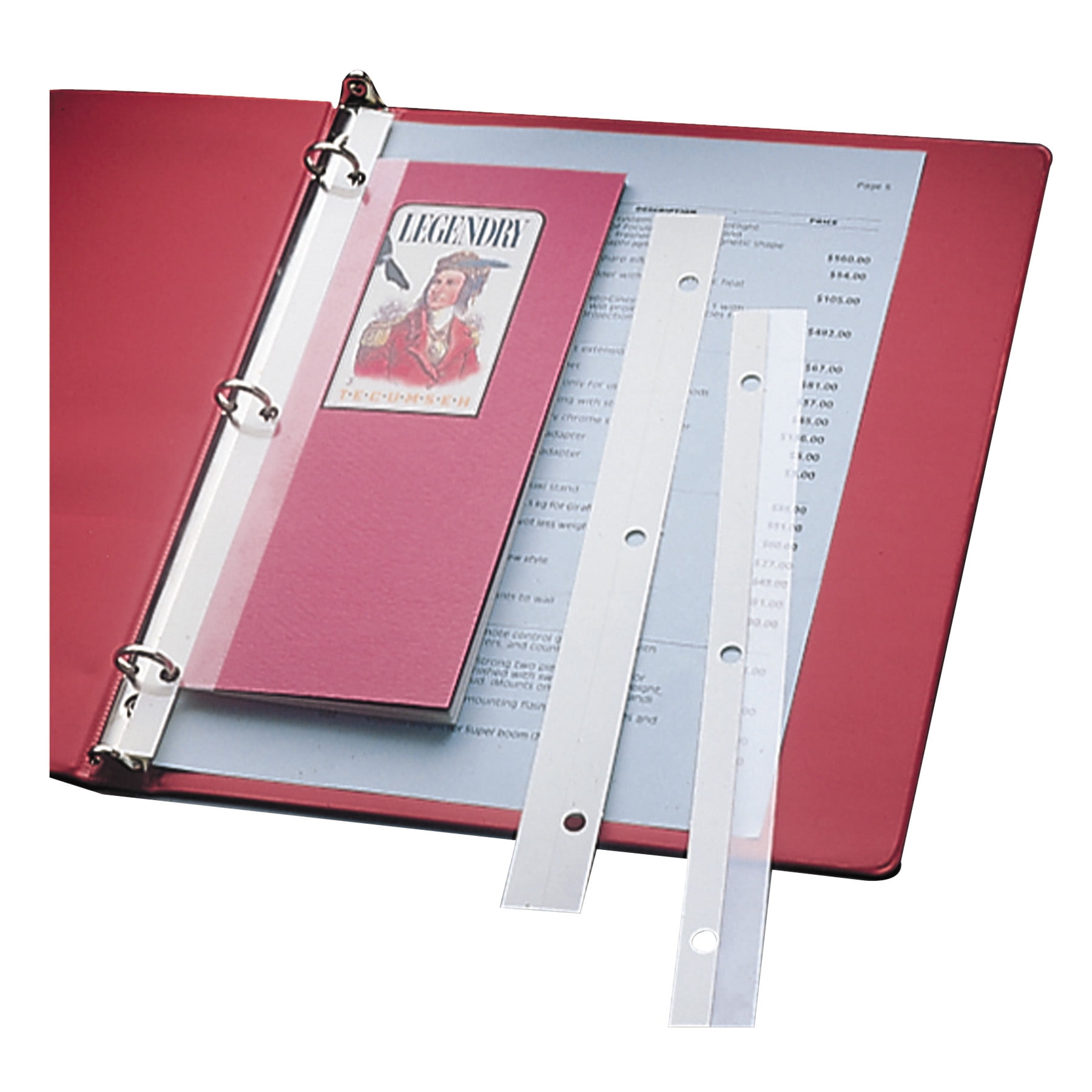 CLine SelfAdhesive Attaching Strips, 3Hole Punched, 11 x 1, 200/BX