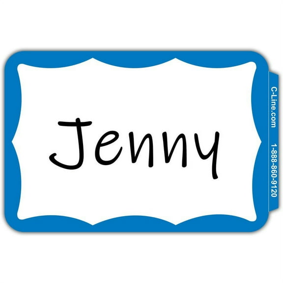 C-Line Self-Adhesive Name Tags - Blue Border, Peel & Stick, 3-1/2 x 2-1/4, 100/BX, 92265 | Bundle of 2 Boxes