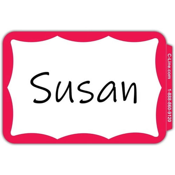 C-Line Self-Adhesive Name Tags - Red Border, Peel & Stick, 3-1/2 x 2-1/4, 100/BX, 92264 | Bundle of 10 Boxes
