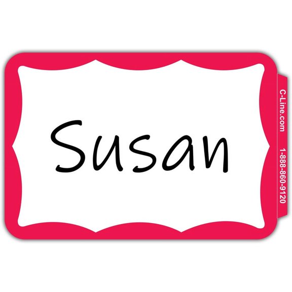 C-Line Self-Adhesive Name Tags - Red Border, Peel & Stick, 3-1/2 x 2-1/4, 100/BX, 92264 | Bundle of 2 Boxes