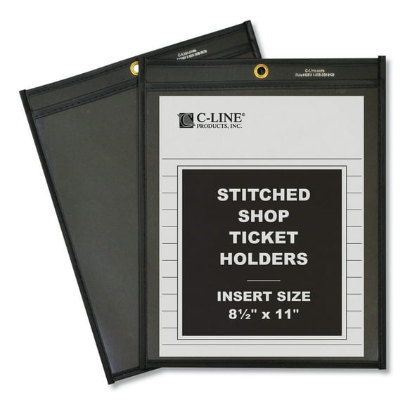 C-Line Shop Ticket Holders, Stitched, One Side Clear, 50", 8 1/2 x 11, 25/BX