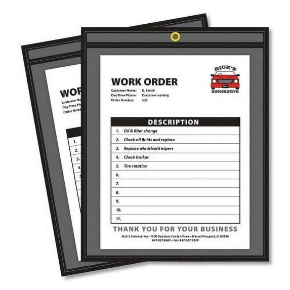C-Line Shop Ticket Holders, Stitched, One Side Clear, 50 Sheets, 8 1/2 x 11, 25/Box (45911)