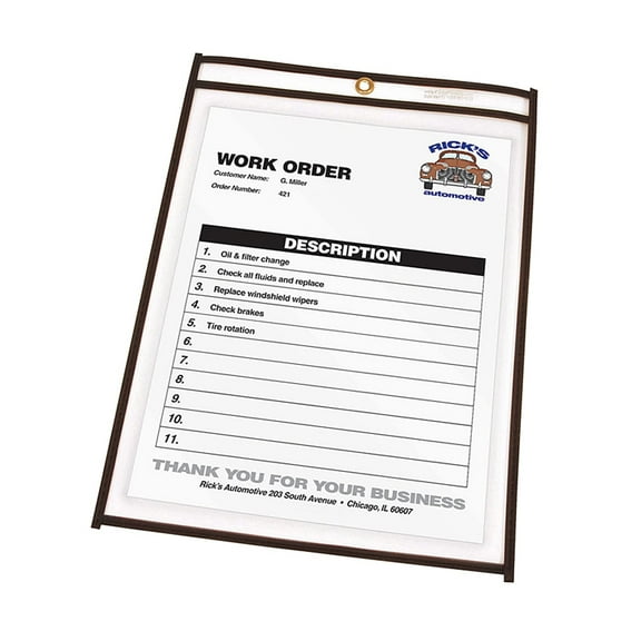 C-Line Stitched Shop Ticket Holders, Both Sides Clear, 9 x 12 Inches, 25 per Box (46912) CA1