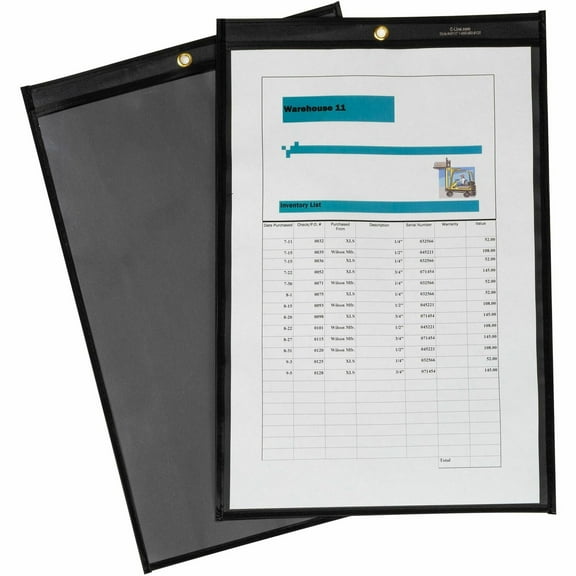 C-Line Stitched Shop Ticket Holders Support 8.50" x 14" , 11" x 14" Media - Vinyl - 25 / Box - Black, Clear