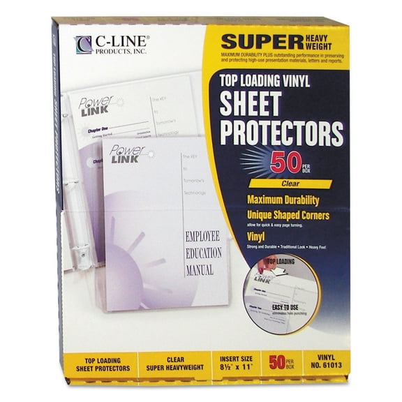 C-Line Super Heavyweight Vinyl Sheet Protector, Clear, 2", 11 x 8 1/2, 50/BX