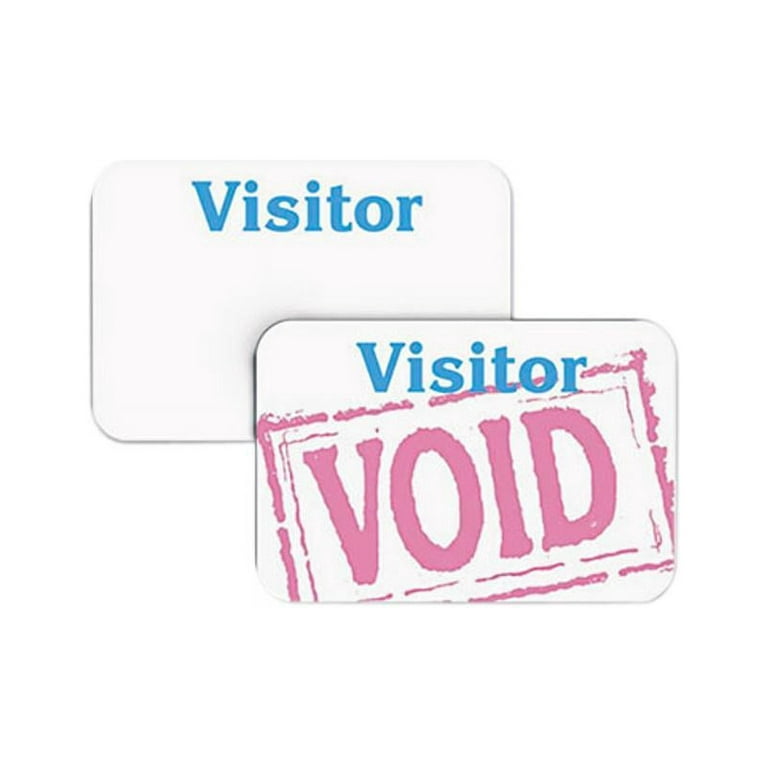 Times Up! Self-Expiring Visitor Badges, One-Day Badge, 3 x 2, White, 100/Box