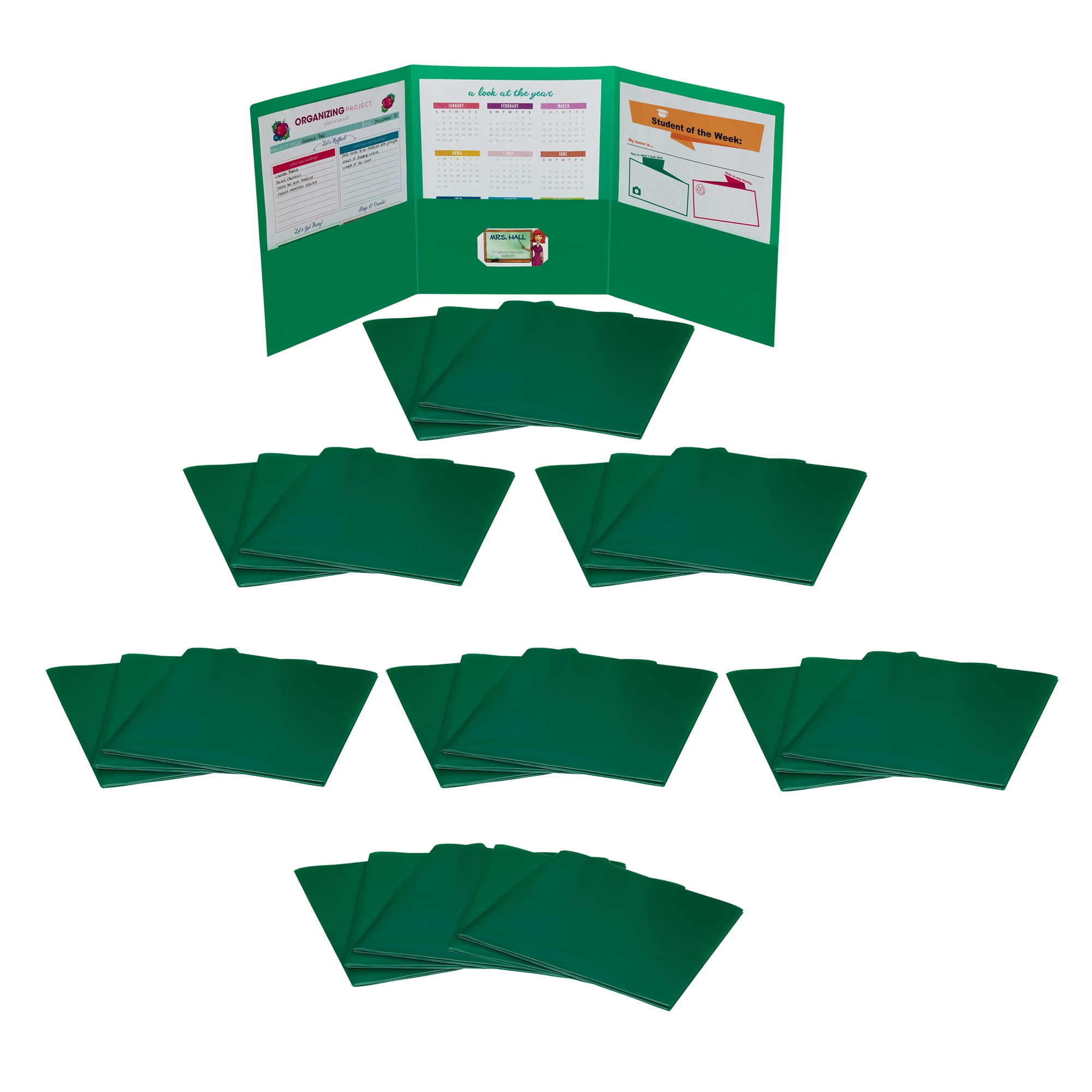 C-Line Tri-Fold Portfolio, Heavyweight Poly, Green, Pack of