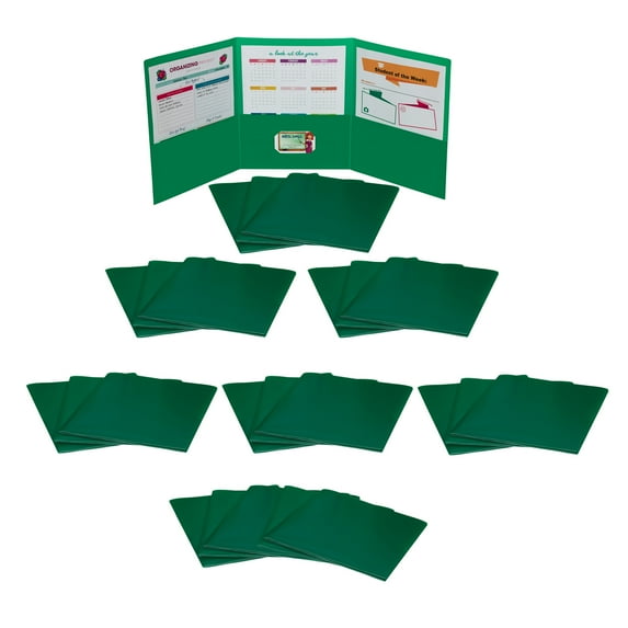 C-Line Tri-Fold Portfolio, Heavyweight Poly, Green, Pack of 24